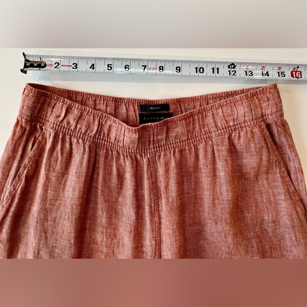 Tahari 100% Linen High Waist Wide Leg Pants Rust Terracotta Chili Flowy - Picture 8 of 11